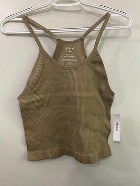 NWT Ododos Tan Ribbed Mini Crop Tank XL/XXL